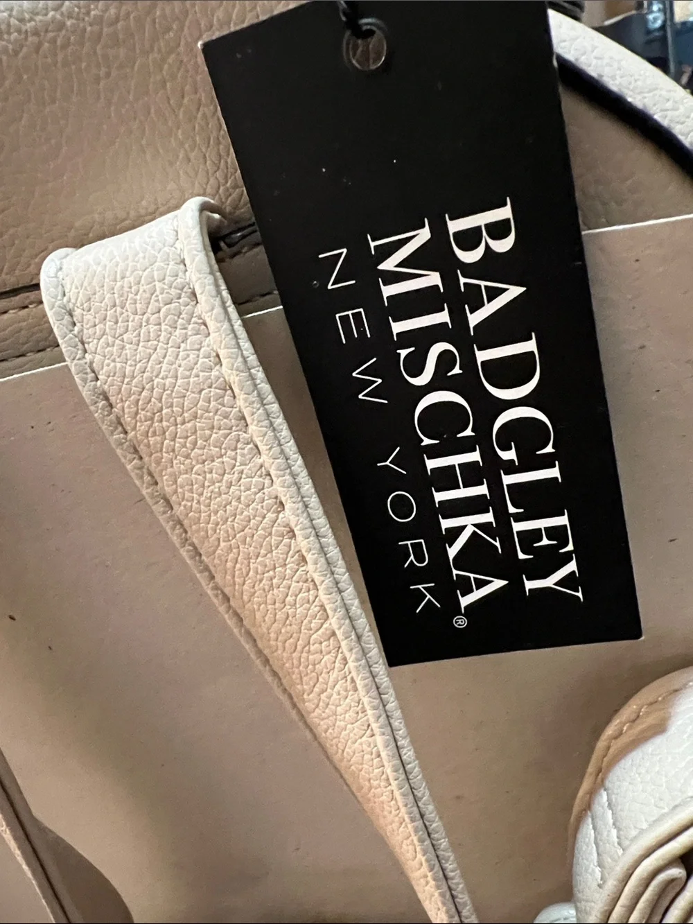 Badgley Mischka Women's White Backpack with Gold Hardware